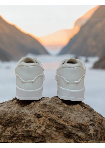 Beyaz Iki Bant Unisex Günlük Sneaker Spor Ayakkabı indirimleri