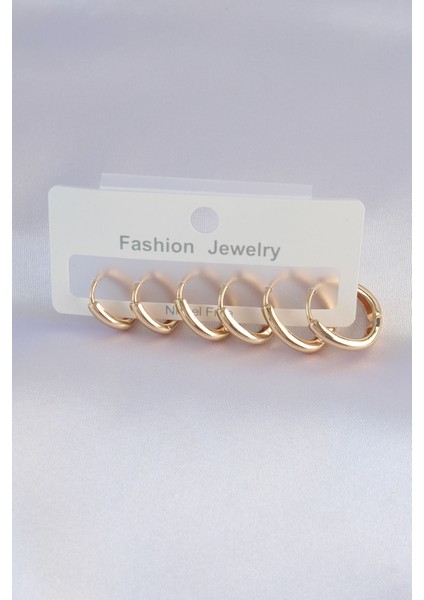 Pirinç Gold Renk Oval Küpe Seti - Lisinya