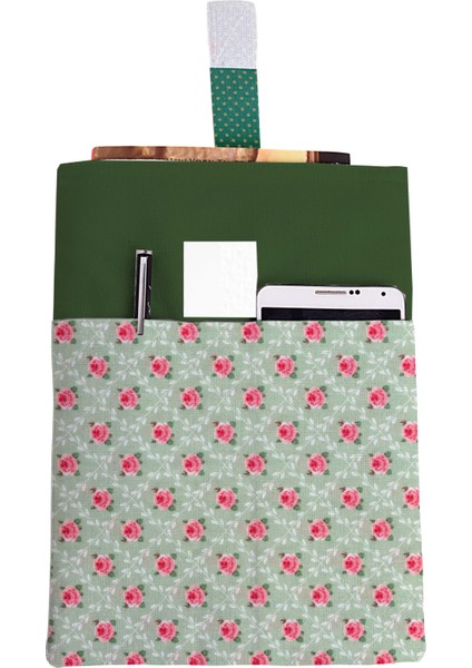 Çiçek Desenli Yıkanabilir Cepli Kitap Kılıfı 20 x 25 cm Çok Amaçlı Çanta Book Cover