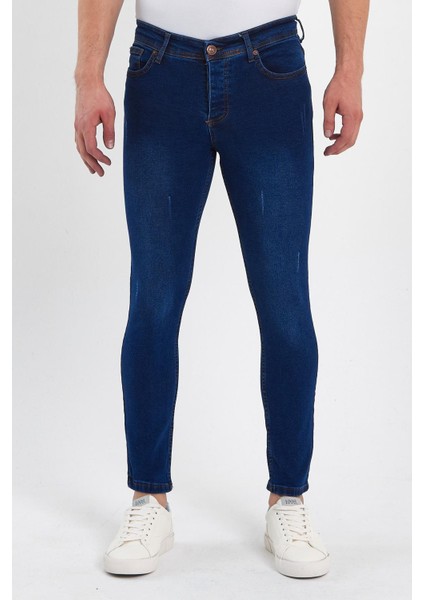 Erkek Düğmeli Taşlı Tırnaklı Skinny Jeans