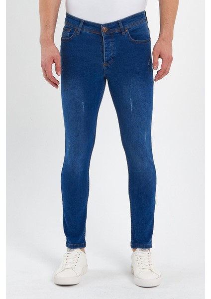 Erkek Düğmeli Taşlı Tırnaklı Skinny Jeans