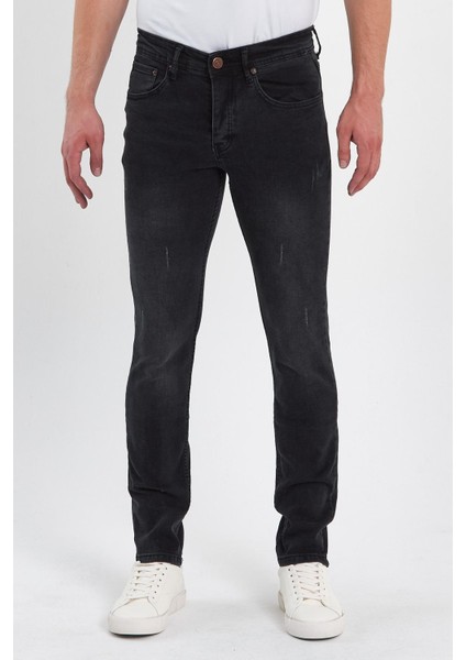 Erkek Taşlı Tırnaklı Klasik Jeans