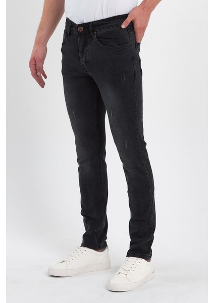Erkek Taşlı Tırnaklı Klasik Jeans