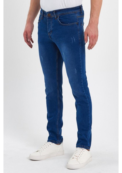 Erkek Taşlı Tırnaklı Klasik Jeans