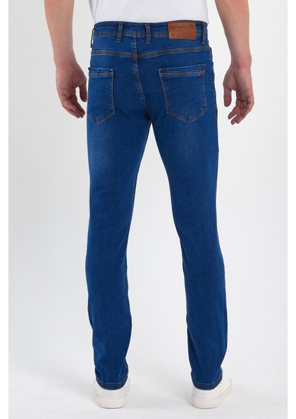 Erkek Taşlı Tırnaklı Klasik Jeans