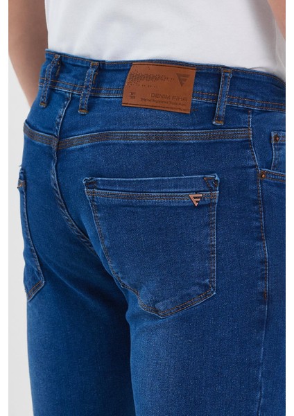 Erkek Taşlı Tırnaklı Klasik Jeans