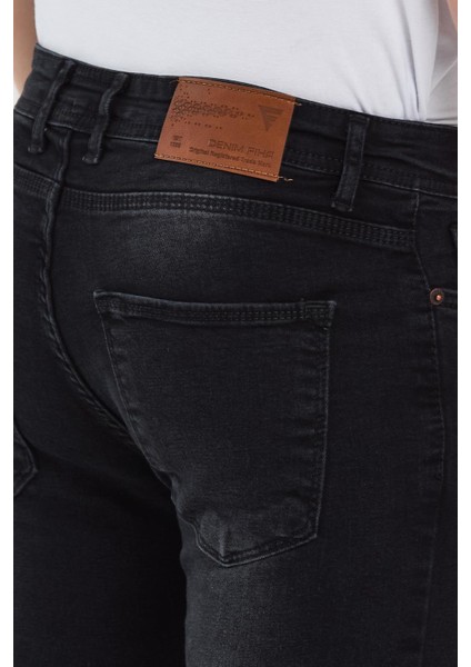 Erkek Fermuarlı Düğmeli Taşlı Skinny Jeans