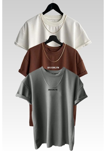 Brooklyn Baskılı 3lü Paket T-Shirt