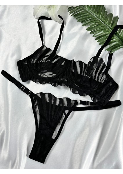 Zebra Bralet Sütyen Takımı Sütyen Tanga Külot