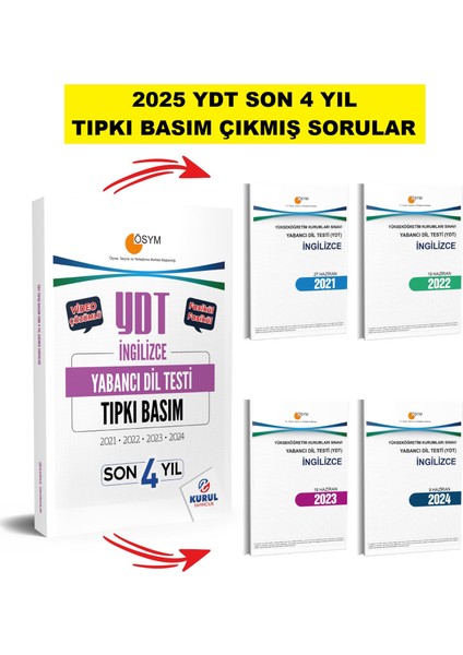 2025 YDT İngilizce Çıkmış Sorular Son 4 Yıl Tıpkı Basım Denemeleri
