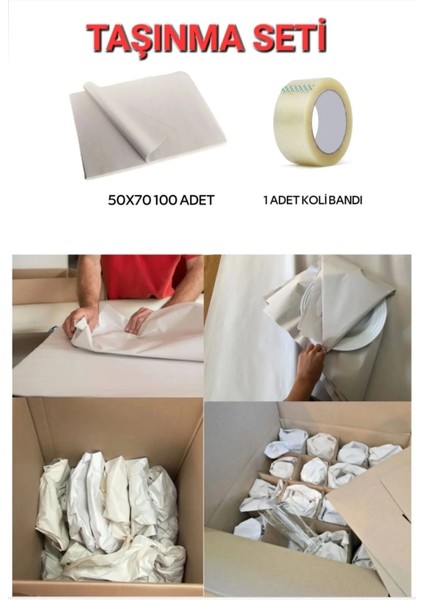 Tabak Bardak Eşya Paketleme Kağıdı 40X60 cm 100 Adet + Koli Bandı (Taşınma Ambalaj Kağıt Seti )