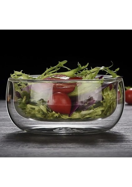 Cam Kase Çift Cidarlı Çorba Tatlı Kasesi 350 ml Sunum Kasesi | Çorba Tatlı ve Salata Kasesi