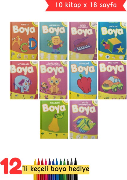 Çocuklar Için 10 Farklı Boyama Kitabı - G Set