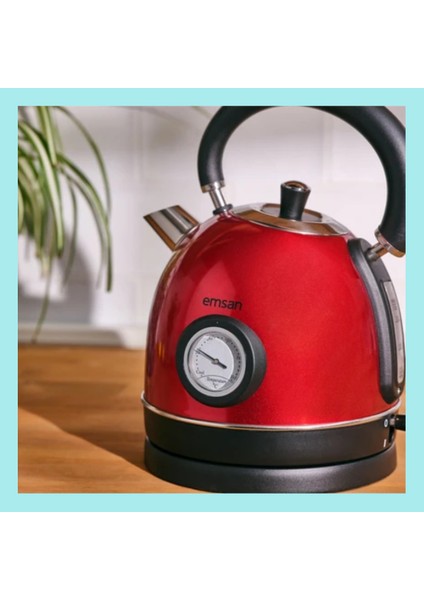 304 Paslanmaz Çelik Gövde Kettle Red