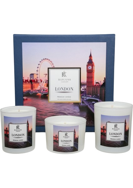 Londra Konseptli Kokulu Soya Mum Seti