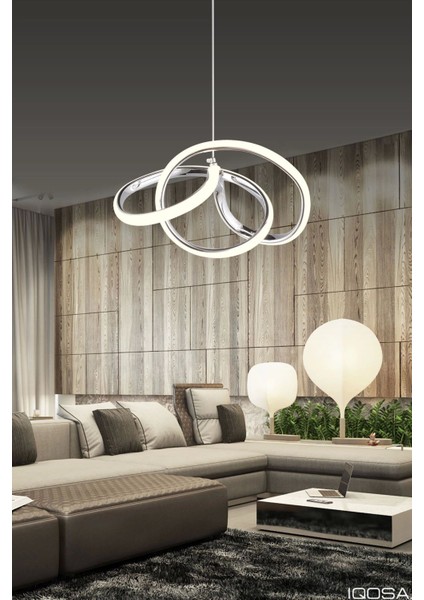 Çok Renkli Modern Luxury Kıvrımlı Üç Renkli Krom Sarkıt Ledli Oturma Odası Avize ve Salon Ledli Avi