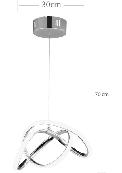 Çok Renkli Modern Luxury Kıvrımlı Üç Renkli Krom Sarkıt Ledli Oturma Odası Avize ve Salon Ledli Avi