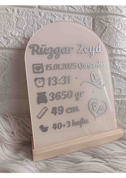 Ahşap Standlı Ben Renk Gümüş Folyo Yazılı Doğum Panosu fiyatları
