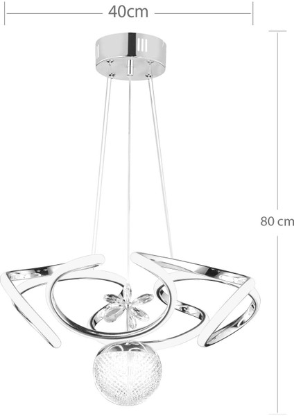 71 - 80 cm Modern Kıvrımlı Tek Toplu Üç Renkli Gold Sarkıt Dron Ledli Salon Sarkıt Avize ve Oturma