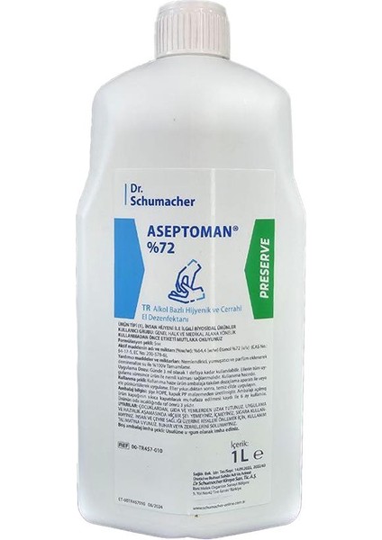Aseptoman %72 Alkol Bazlı Hijyenik El Dezenfektanı 1000 ml