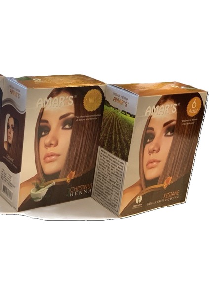Amar’s Kına İçeren Saç Boyası 6’lı 10 gr Paket Kestane Renk - 2 Kutu