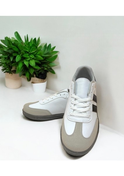 Kadın Erkek Unisex Beyaz-Siyah Sneaker Rahat Taban Spor Ayakkabı - Smb modelleri