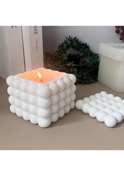 Beyaz Bubble Model Vanilya Kokulu Soya Mumu