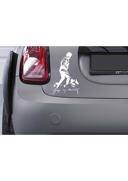 Atatürk Silüet Oto Sticker Araba Sticker Cam Sticker 17X10 cm. Beyaz.