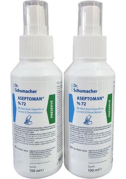 Aseptoman %72 Alkol Bazlı Hijyenik El Dezenfektanı 100 ml 2'li