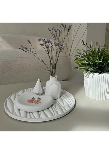 Beyaz Yuvarlak Dekoratif Taş Tepsi Stand modelleri