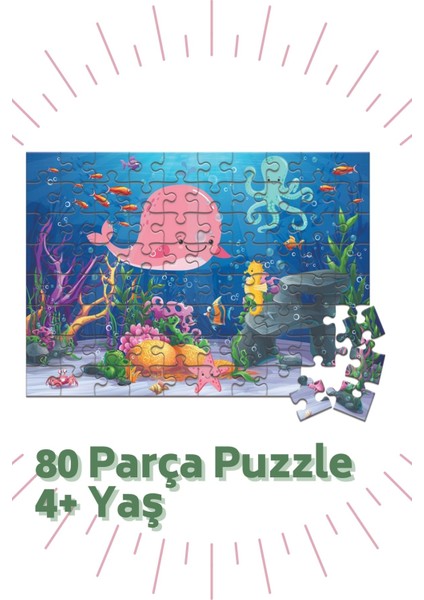 4 'lü Puzzle Set - 24,60,80 ve 96 Parça Puzzle 2+Yaş