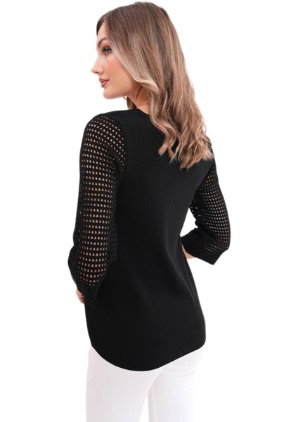 Kadın V Yaka Kol Fileli Kazak 12767 BGL-ST04222 fiyatları