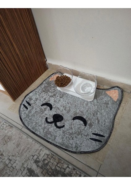 Kedi Tuvalet Önü Paspası, Kedi Mama Önü Paspası, Kedi Desenli Paspas, 50x60 cm CAT01PS fırsatları