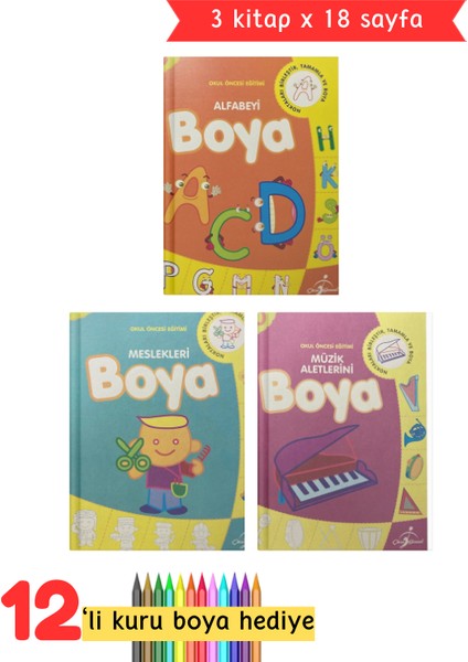 Çocuklar Için 3 Adet Boyama Kitabı - E Set