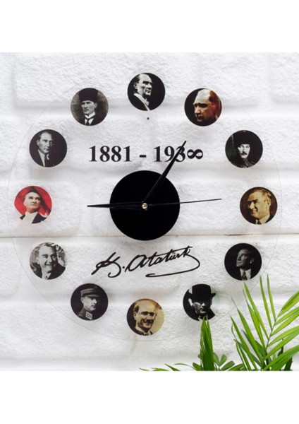 Deepcraft Dekoratif Şeffaf Akrilik Sessiz Akar Duvar Saati Salon,mutfak,ofis,çocuk Odası Saati - At