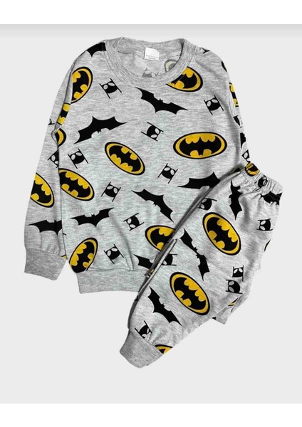 Erkek Çocuk Batman Desenli Uzun Kollu Pijama Takımı