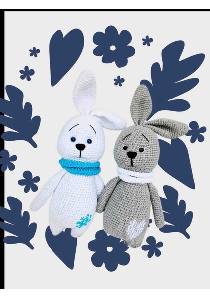 Amigurumi Sevimli Şapşik Tavşan Kardeşler 2 Adet