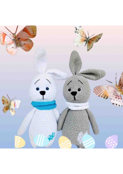 Amigurumi Sevimli Şapşik Tavşan Kardeşler 2 Adet