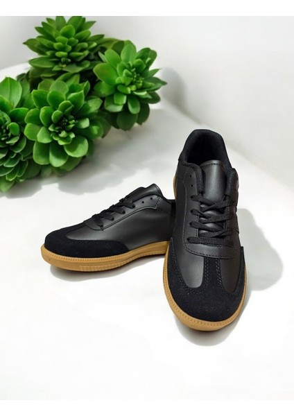 Kadın Erkek Unisex Siyah Sneaker Rahat Taban Spor Ayakkabı - Smb