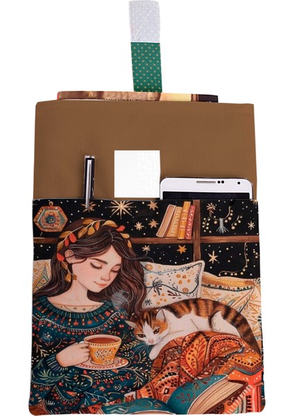 Desenli Yıkanabilir Cepli Kitap Kılıfı 20 x 25 cm Çok Amaçlı Çanta Book Cover