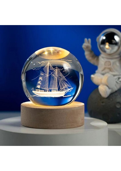 Yelkenli Gemi Tasarım Işıklı Renk Değiştiren Cam Küre modelleri