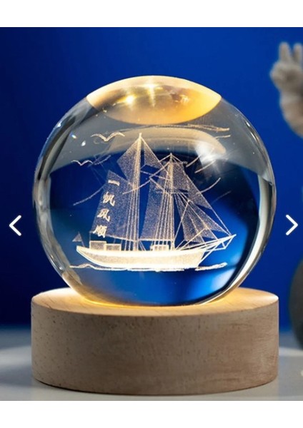 Yelkenli Gemi Tasarım Işıklı Renk Değiştiren Cam Küre fırsatları