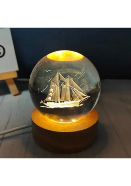 Yelkenli Gemi Tasarım Işıklı Renk Değiştiren Cam Küre indirimleri