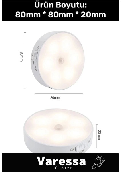 Yeni Üretim Mıknatıslı 3 Mod Pratik Hareket Sensörlü 8 Ledli USB Şarjlı Beyaz Işık Gece Lambası modelleri