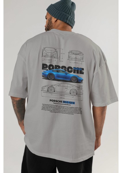 Porsche 911 Gt3 Arka Baskılı Oversize T-Shirt Erkek Kadın Unisex Pamuk Bisiklet Yaka Tişort indirimleri