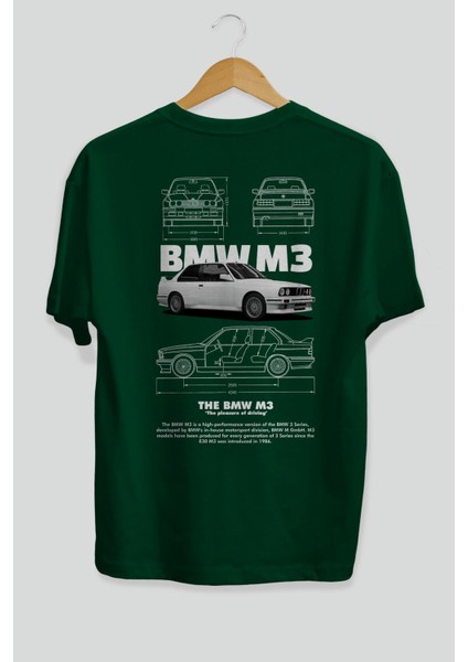 Bmw M3 Arka Baskılı Oversize T-Shirt Erkek Kadın Unisex Pamuk Bisiklet Yaka Tişort fiyatları
