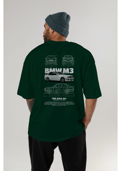 Bmw M3 Arka Baskılı Oversize T-Shirt Erkek Kadın Unisex Pamuk Bisiklet Yaka Tişort indirimleri