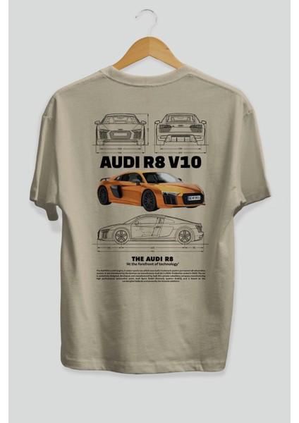 Audi R8 V10 1 Arka Baskılı Oversize T-Shirt Erkek Kadın Unisex Pamuk Bisiklet Yaka Tişort fiyatları
