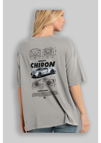 Bugattı Chıron 1 Arka Baskılı Oversize T-Shirt Erkek Kadın Unisex Pamuk Bisiklet Yaka Tişort modelleri