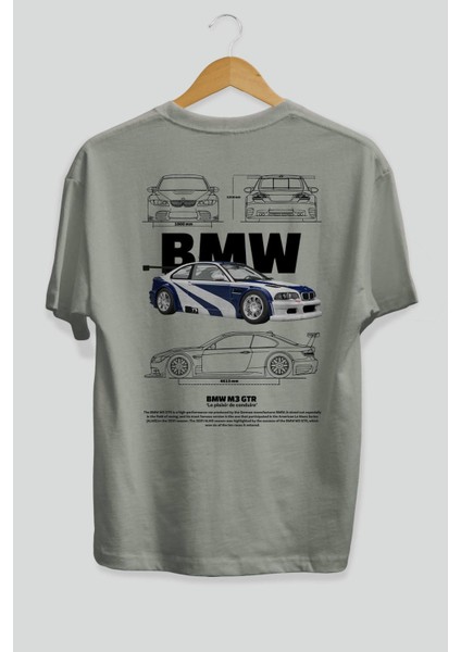 Bmw M3 Gtr Arka Baskılı Oversize T-Shirt Erkek Kadın Unisex Pamuk Bisiklet Yaka Tişort fiyatları